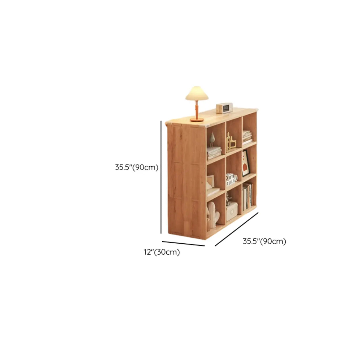 Simple Horizontal Natural Pine Low Storage Bookcase Image - 34