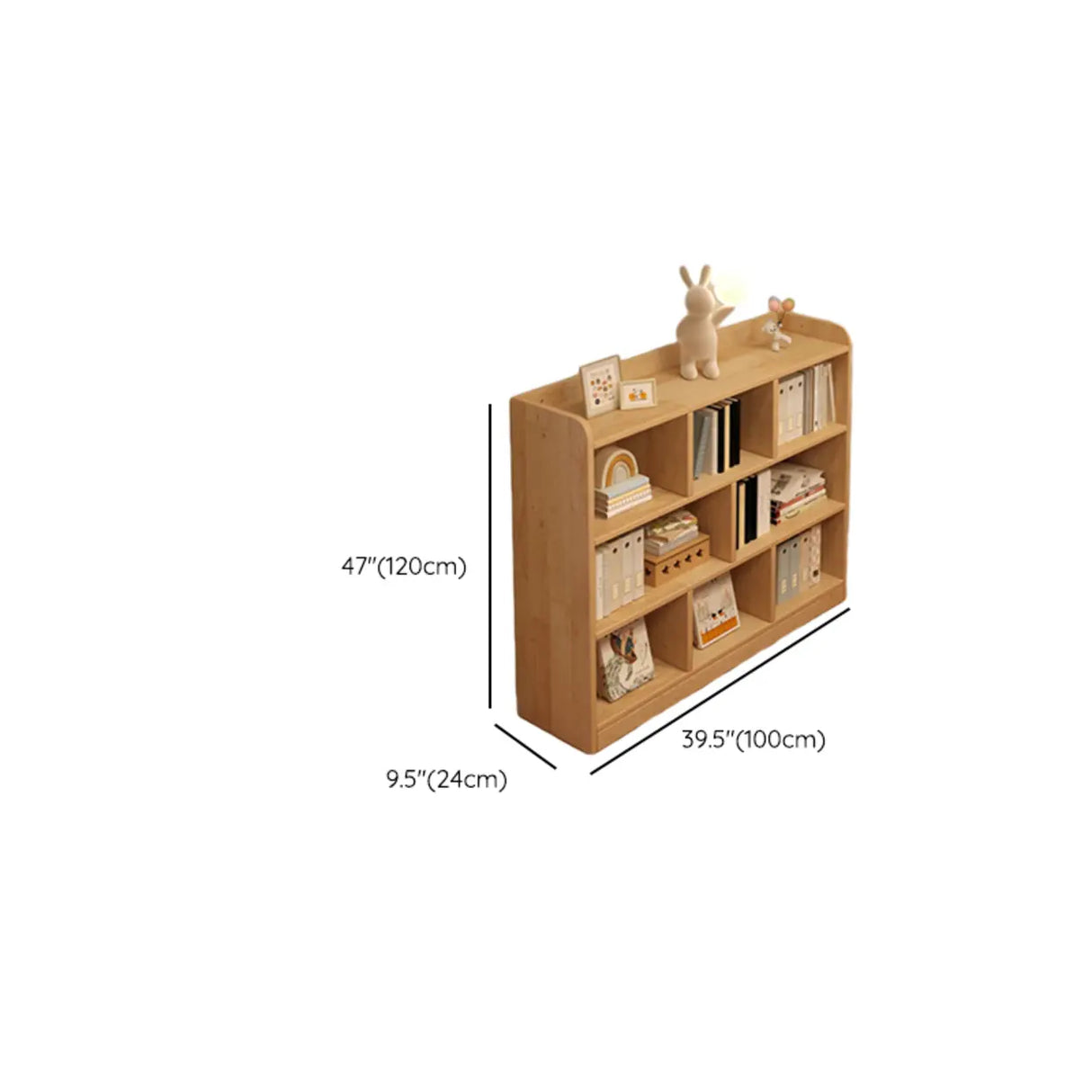 Simple Horizontal Natural Pine Low Storage Bookcase Image - 35
