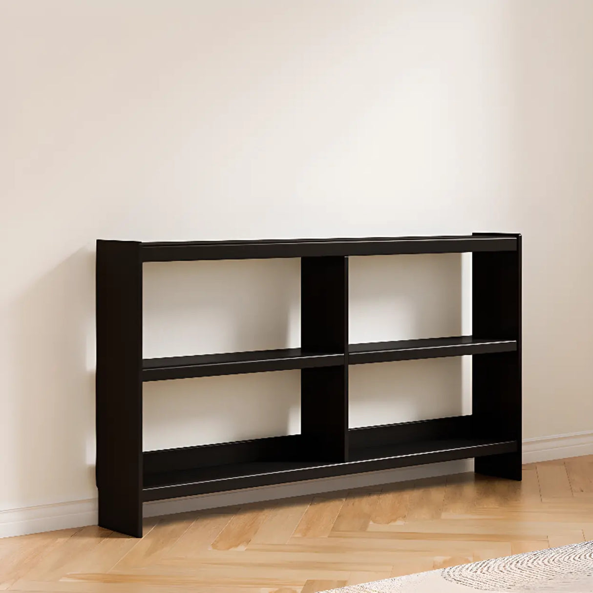 Simple Horizontal Rectangle Wood Frame Open Bookshelf Image - 10