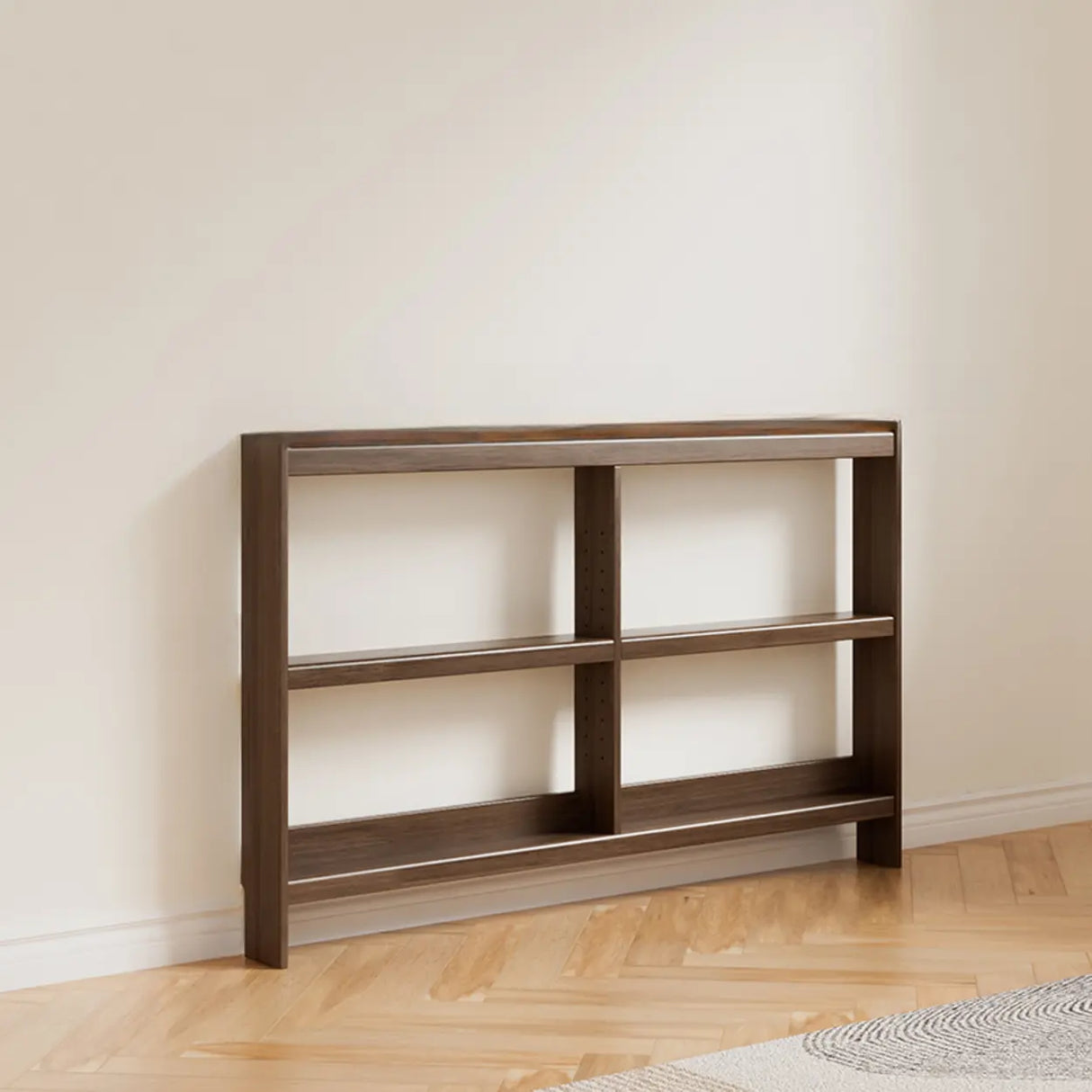 Simple Horizontal Rectangle Wood Frame Open Bookshelf Image - 13