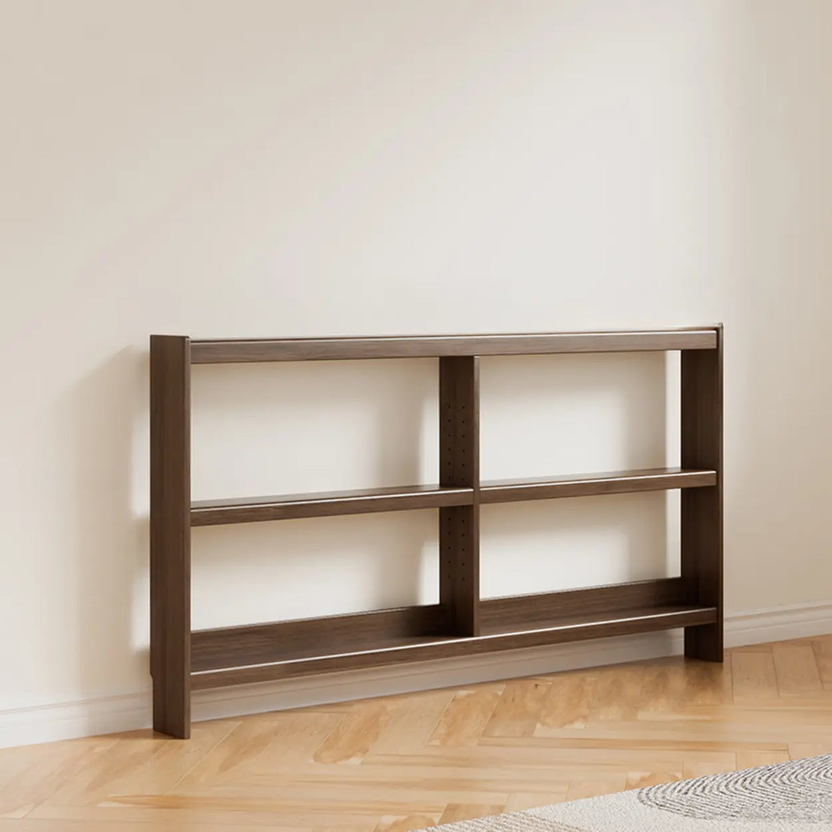 Simple Horizontal Rectangle Wood Frame Open Bookshelf Image - 15