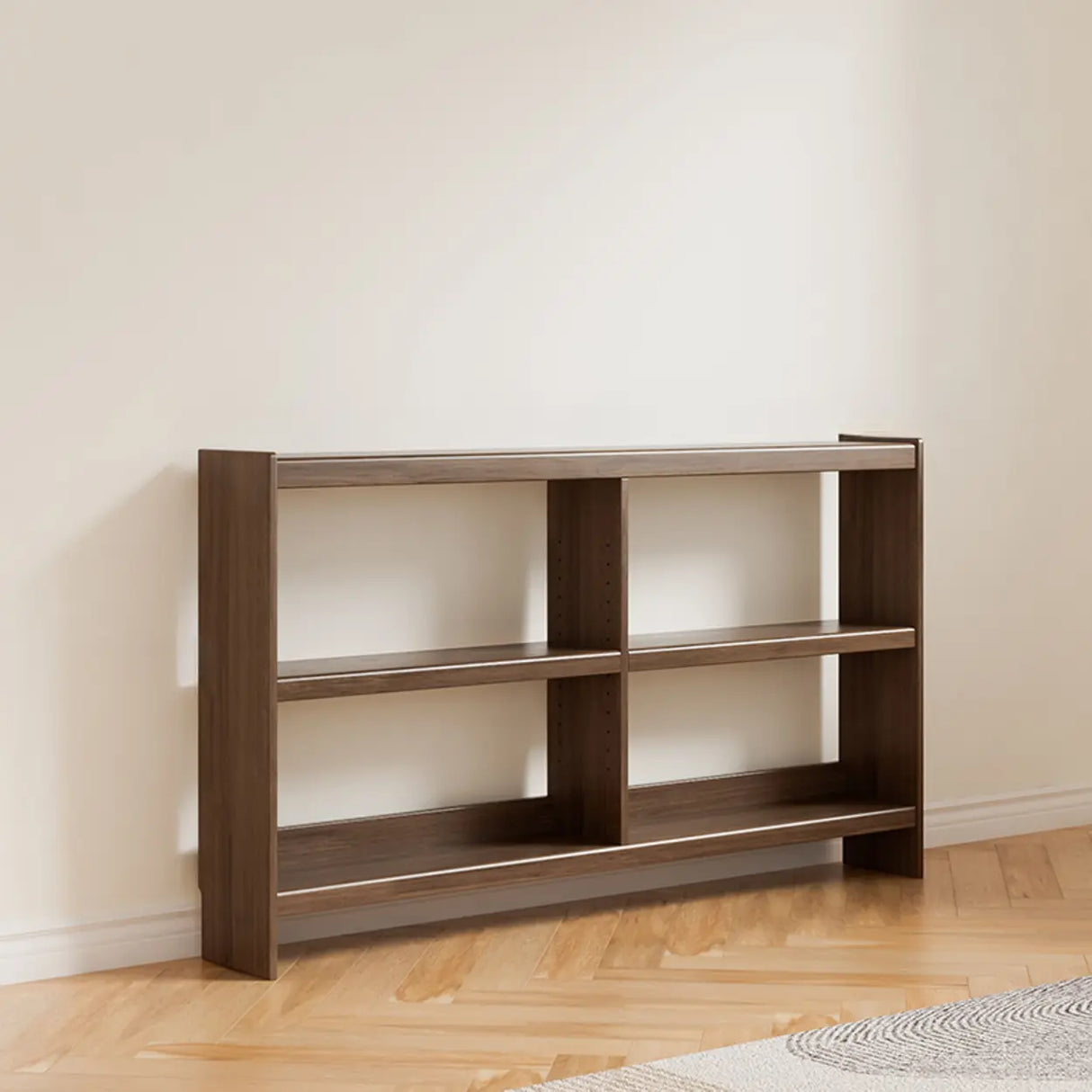 Simple Horizontal Rectangle Wood Frame Open Bookshelf Image - 16