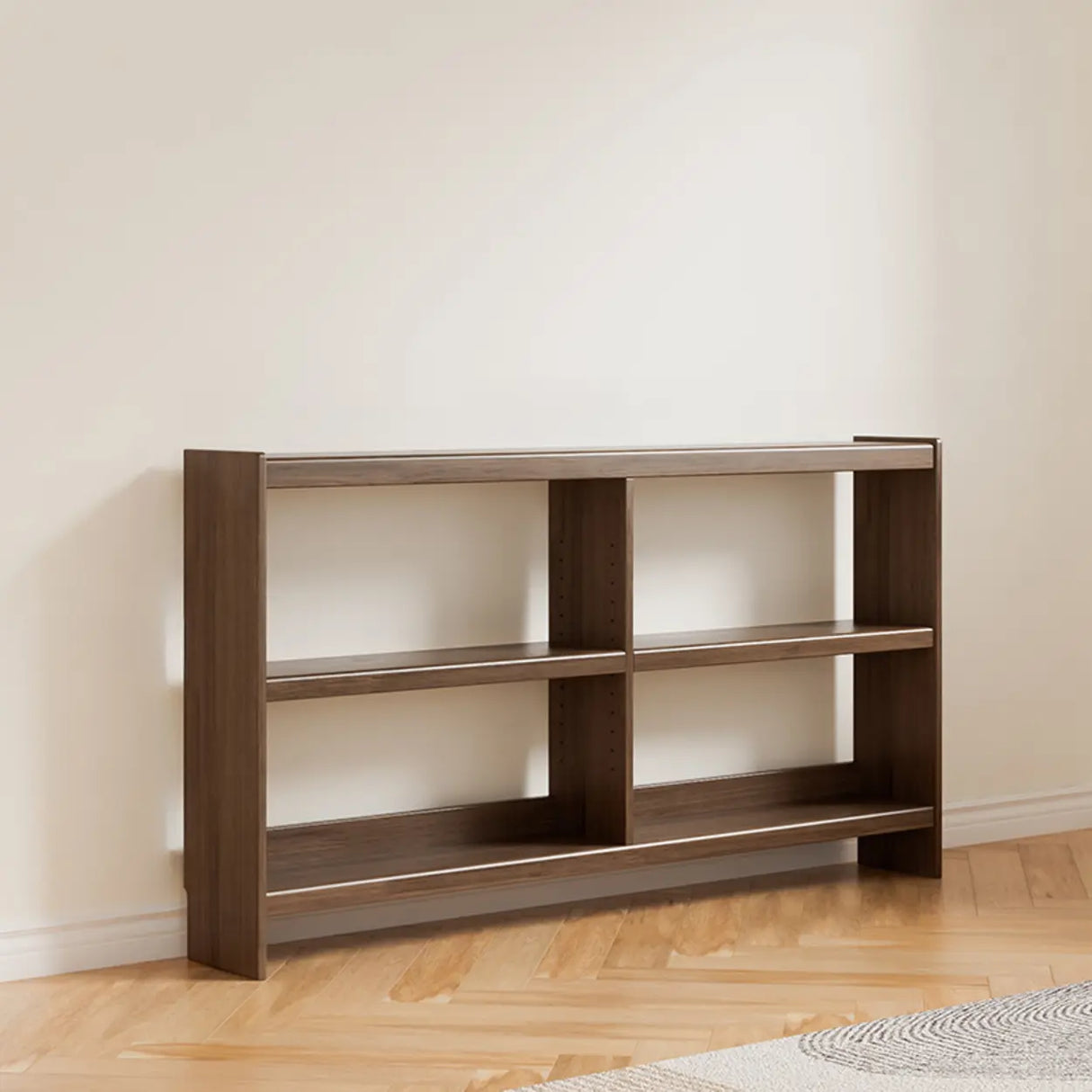Simple Horizontal Rectangle Wood Frame Open Bookshelf Image - 17