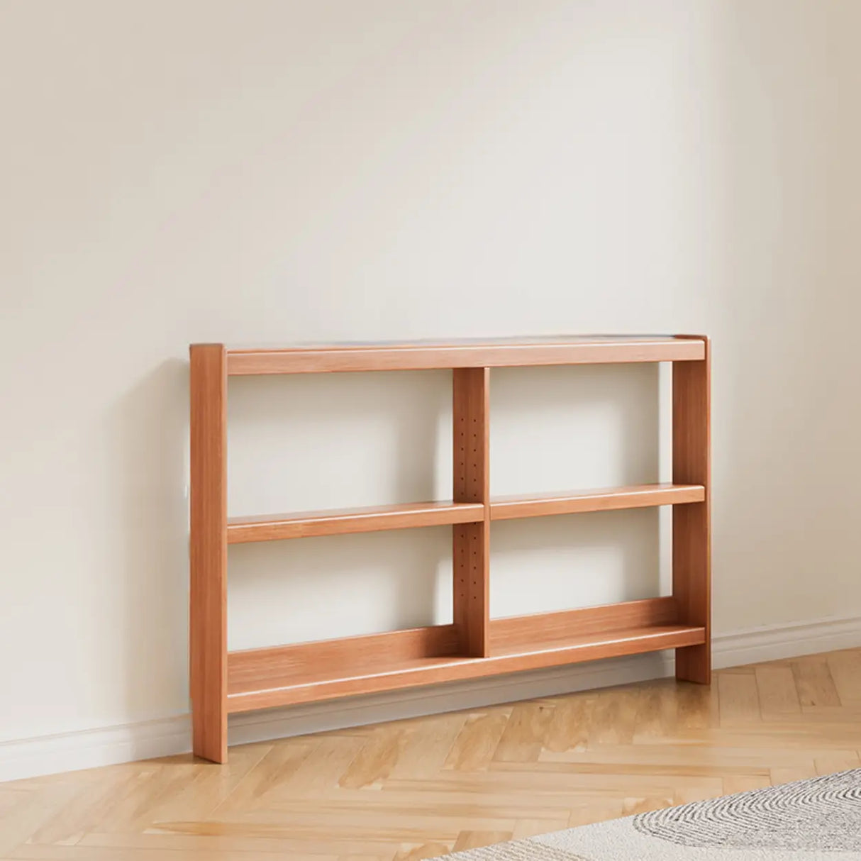 Simple Horizontal Rectangle Wood Frame Open Bookshelf Image - 19