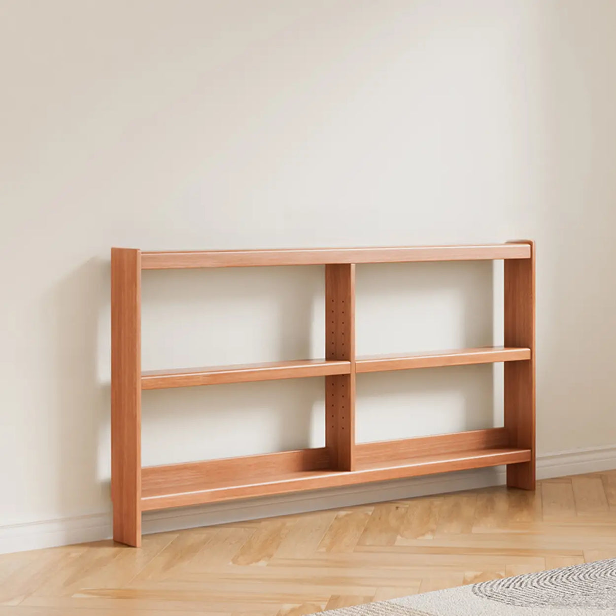 Simple Horizontal Rectangle Wood Frame Open Bookshelf Image - 21
