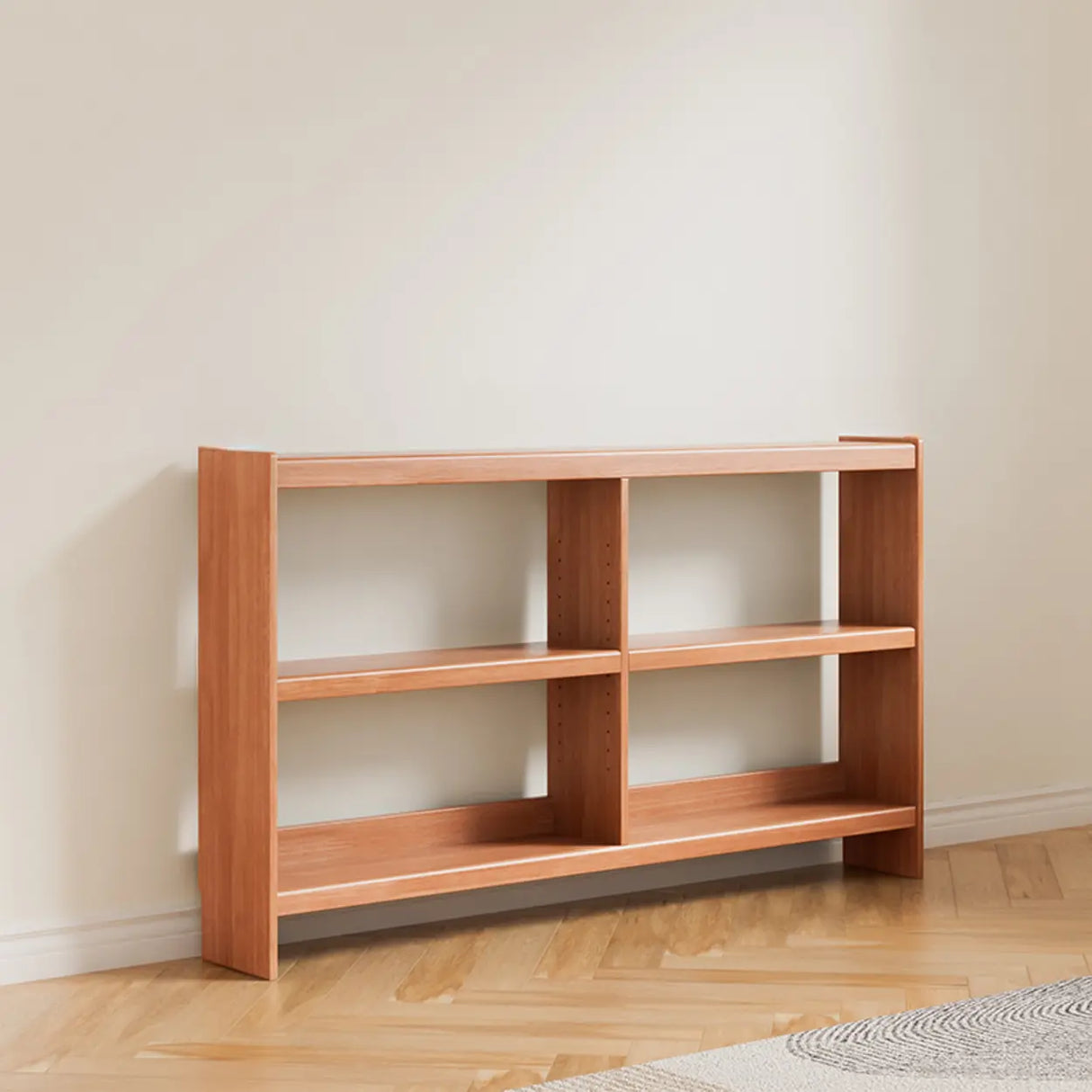 Simple Horizontal Rectangle Wood Frame Open Bookshelf Image - 22