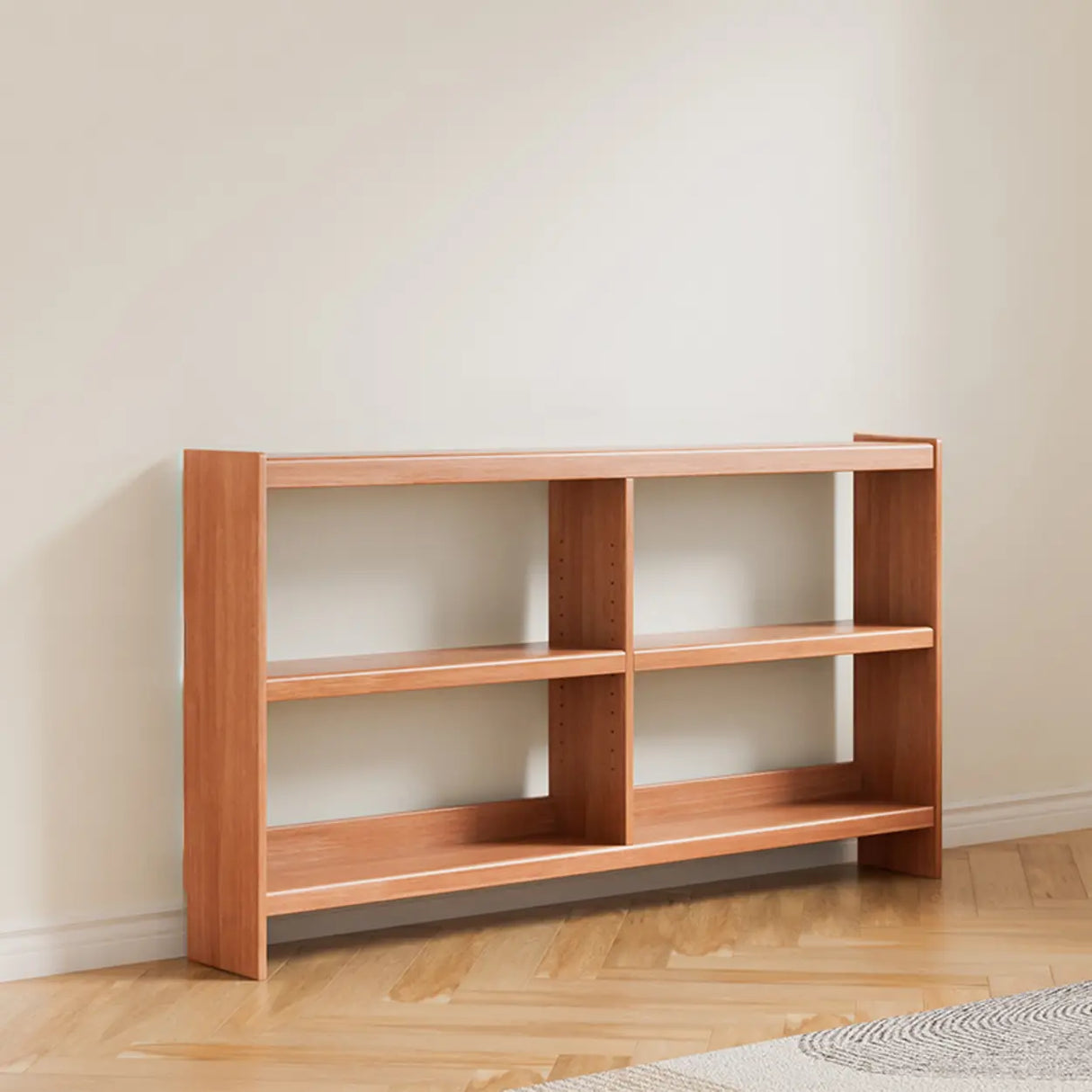 Simple Horizontal Rectangle Wood Frame Open Bookshelf Image - 23