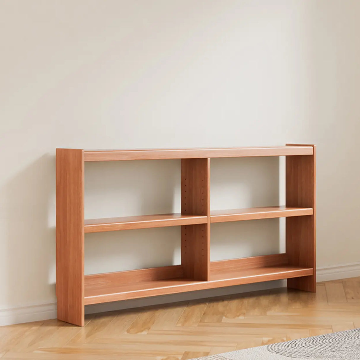 Simple Horizontal Rectangle Wood Frame Open Bookshelf Image - 24