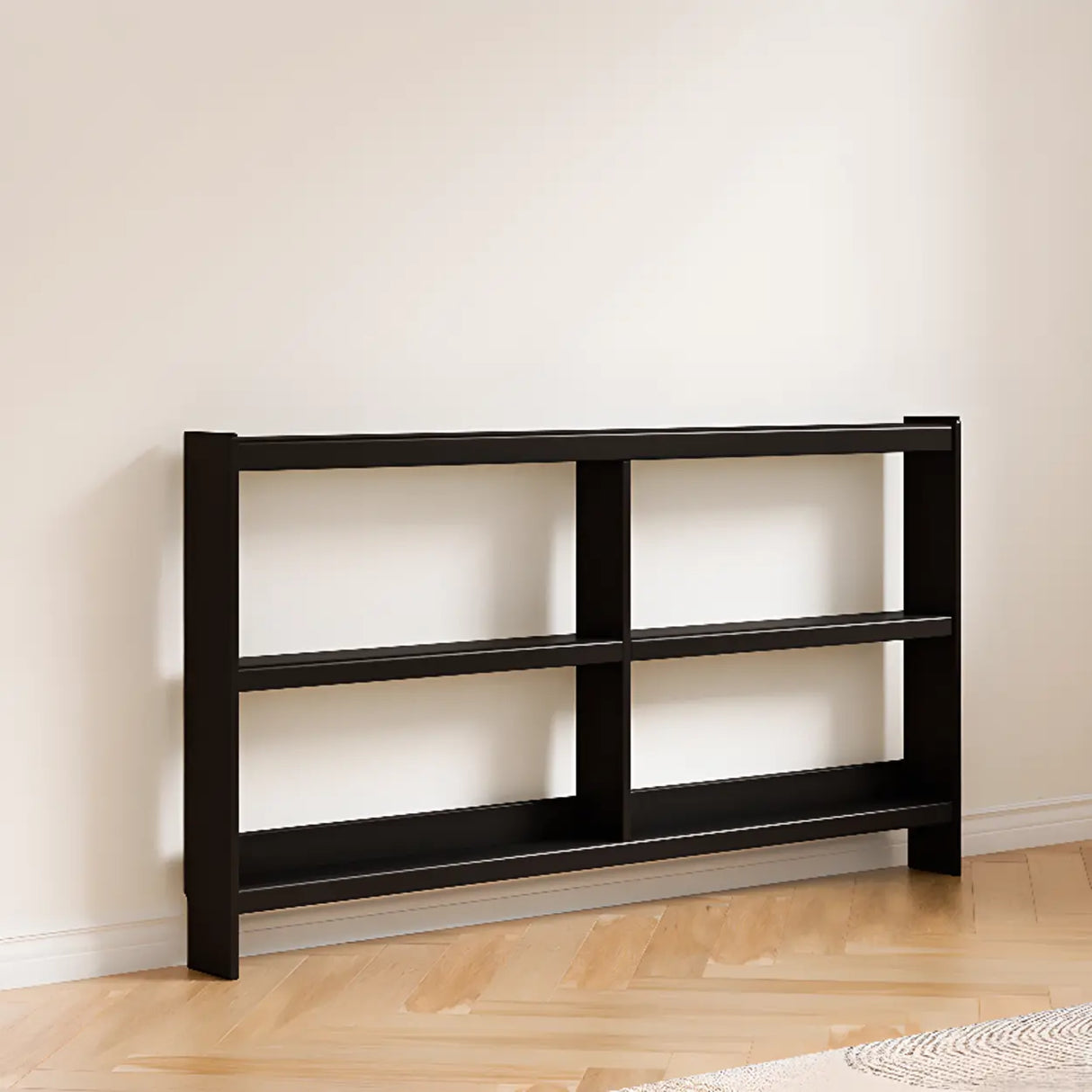 Simple Horizontal Rectangle Wood Frame Open Bookshelf Image - 6