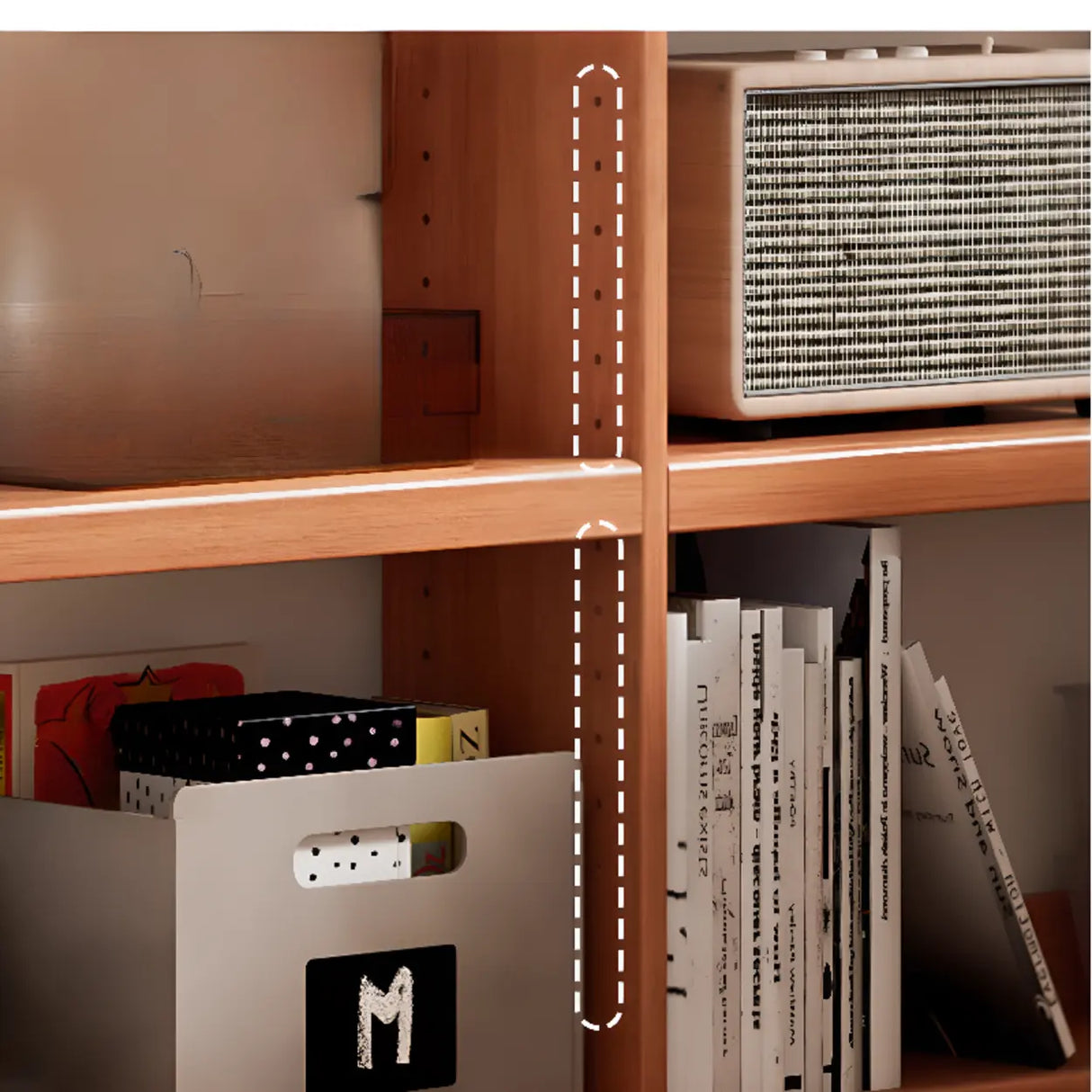 Simple Horizontal Rectangle Wood Frame Open Bookshelf Image - 7