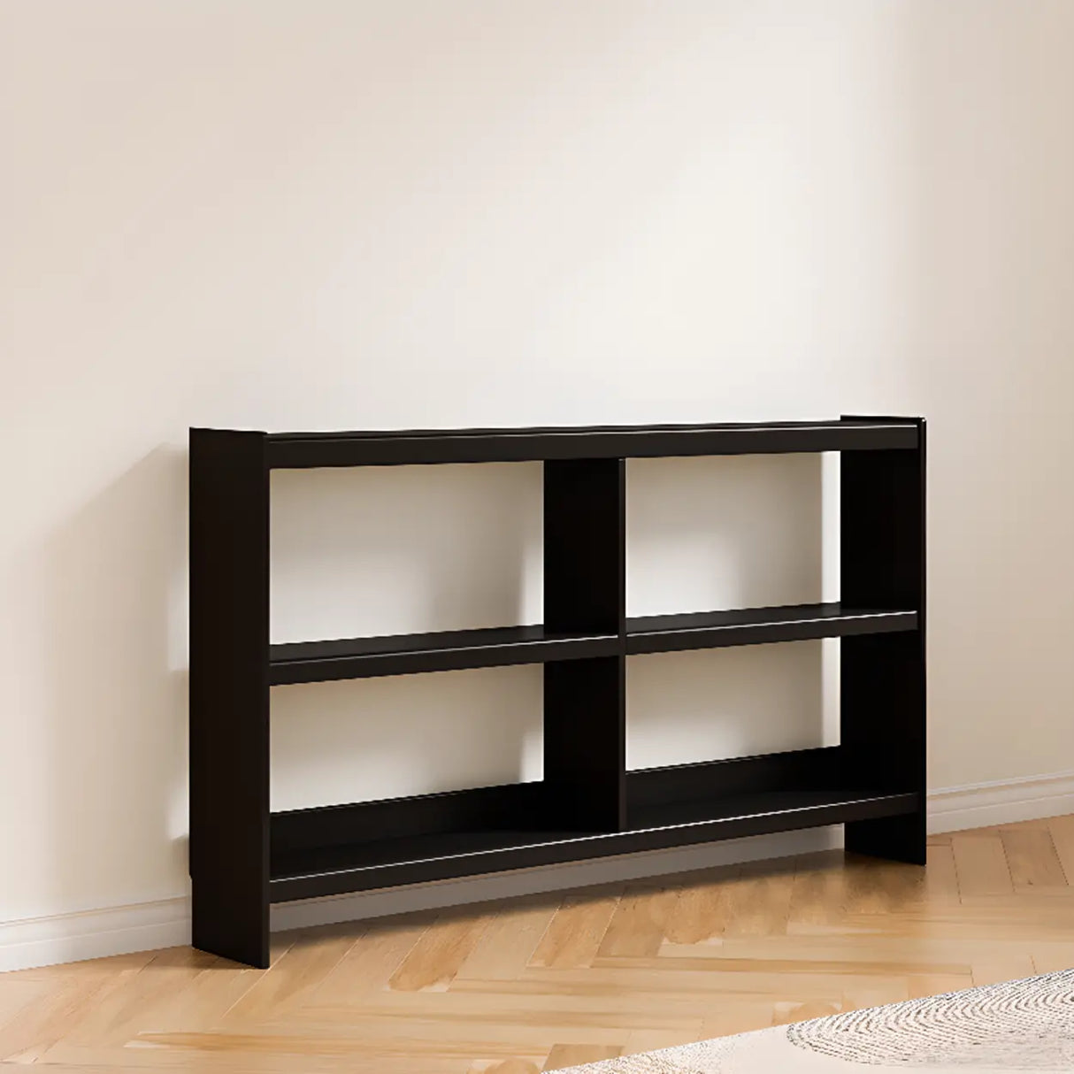 Simple Horizontal Rectangle Wood Frame Open Bookshelf Image - 8
