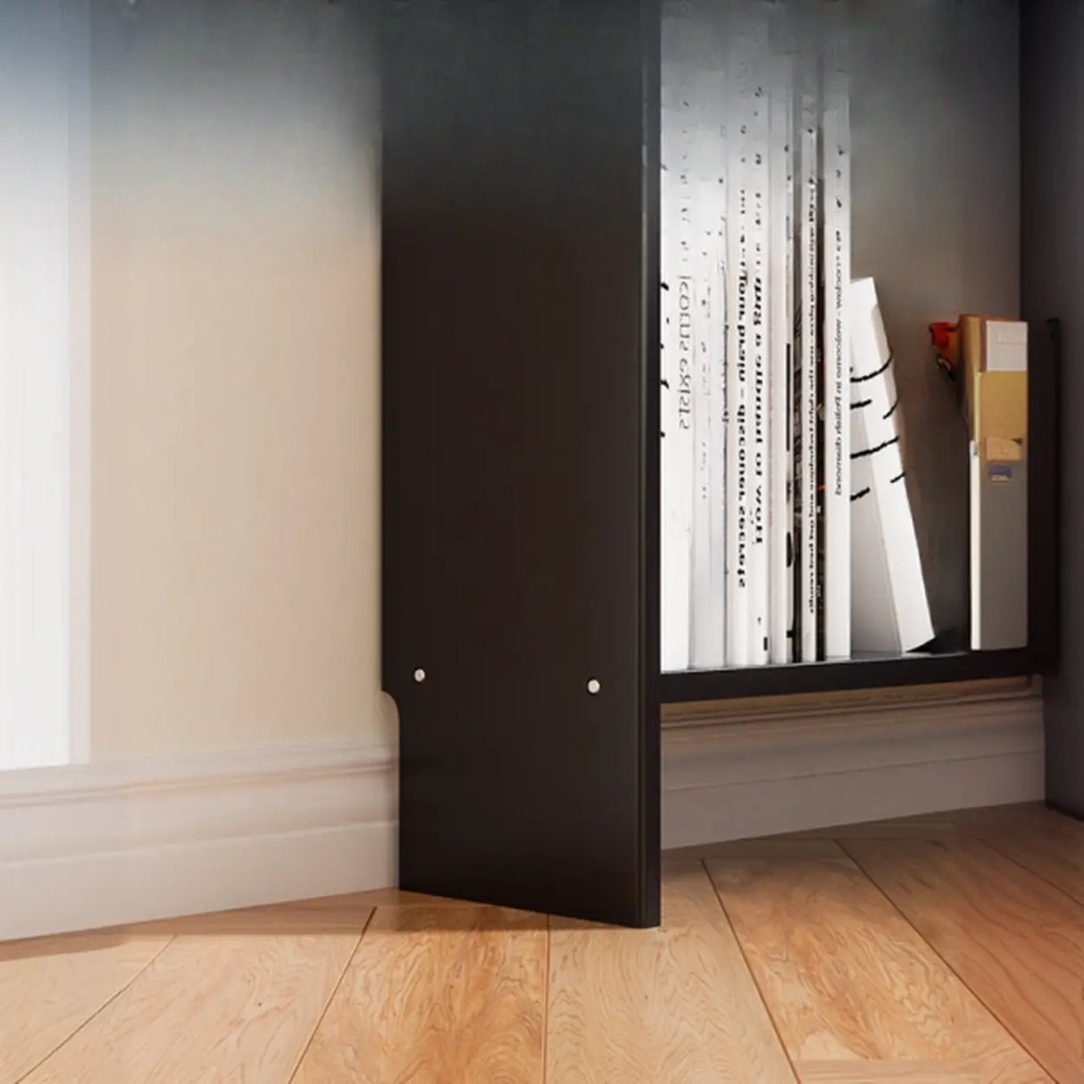 Simple Horizontal Rectangle Wood Frame Open Bookshelf Image - 9