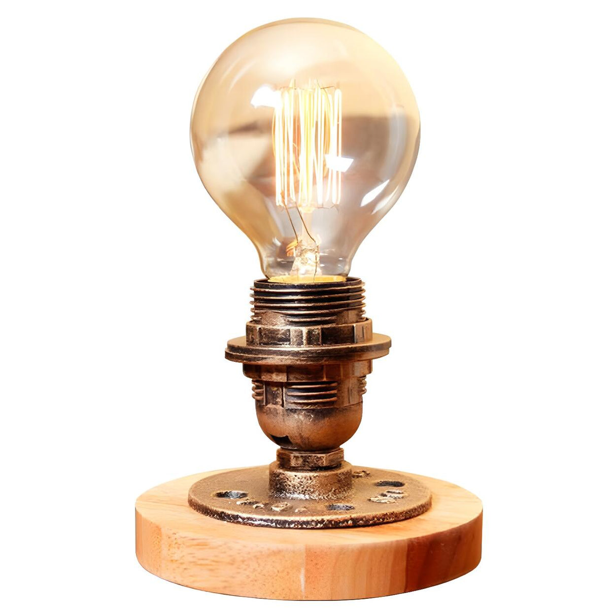 Simple Industrial Exposed Bulb Bronze Finish Table Lamp Image - 4
