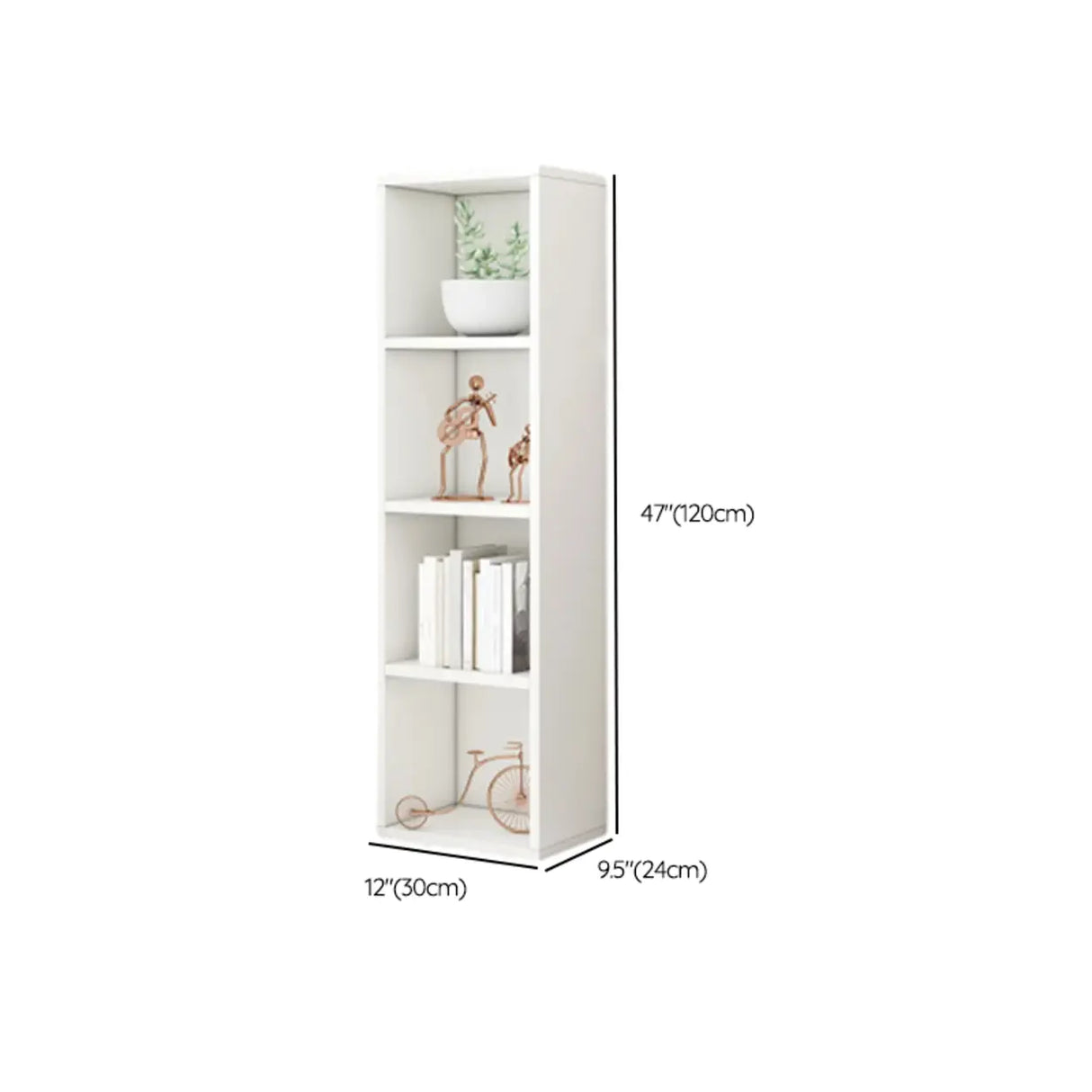 Simple Ivory Rectangular Wood Vertical Storage Bookcase Image - 11