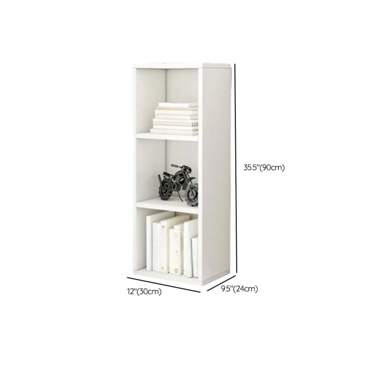 Simple Ivory Rectangular Wood Vertical Storage Bookcase Image - 13