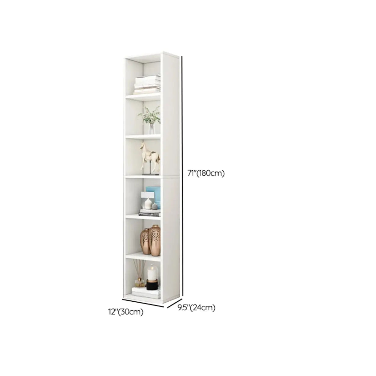 Simple Ivory Rectangular Wood Vertical Storage Bookcase Image - 14