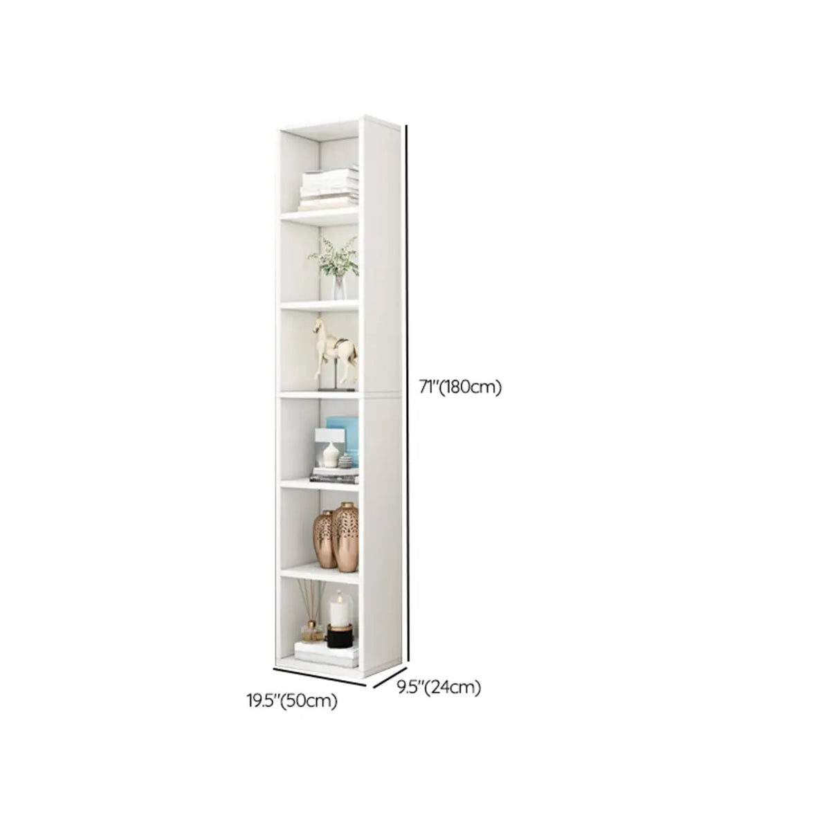 Simple Ivory Rectangular Wood Vertical Storage Bookcase Image - 15