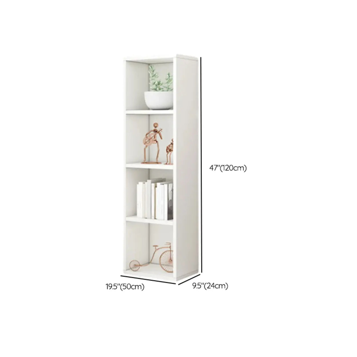 Simple Ivory Rectangular Wood Vertical Storage Bookcase Image - 16