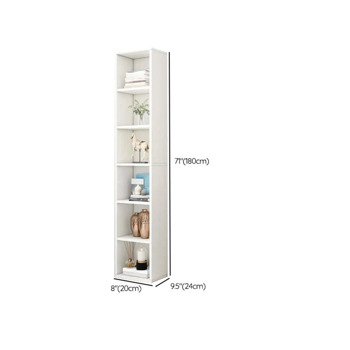 Simple Ivory Rectangular Wood Vertical Storage Bookcase Image - 25