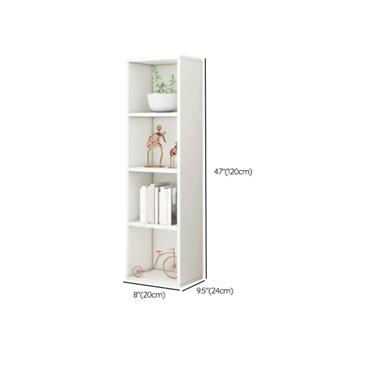 Simple Ivory Rectangular Wood Vertical Storage Bookcase Image - 28