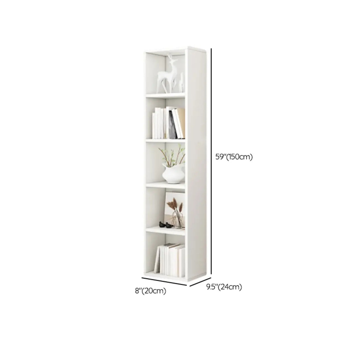 Simple Ivory Rectangular Wood Vertical Storage Bookcase Image - 29
