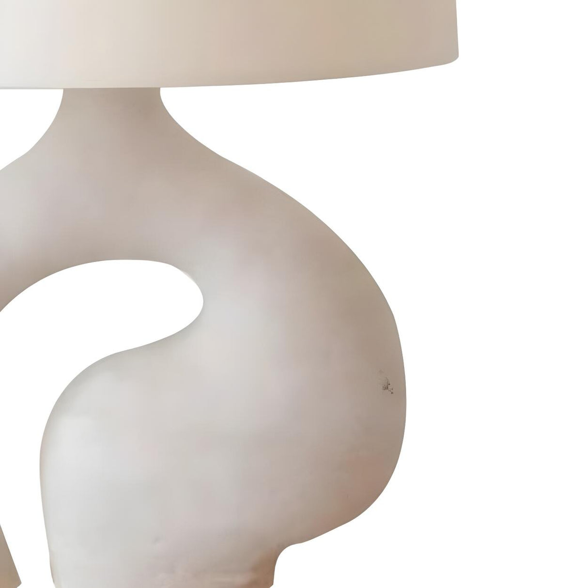 Simple Ivory White Resin Base Fabric Shade Table Lamp Image - 10