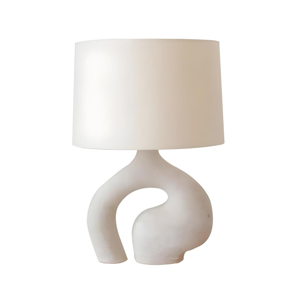 Simple Ivory White Resin Base Fabric Shade Table Lamp Image - 5