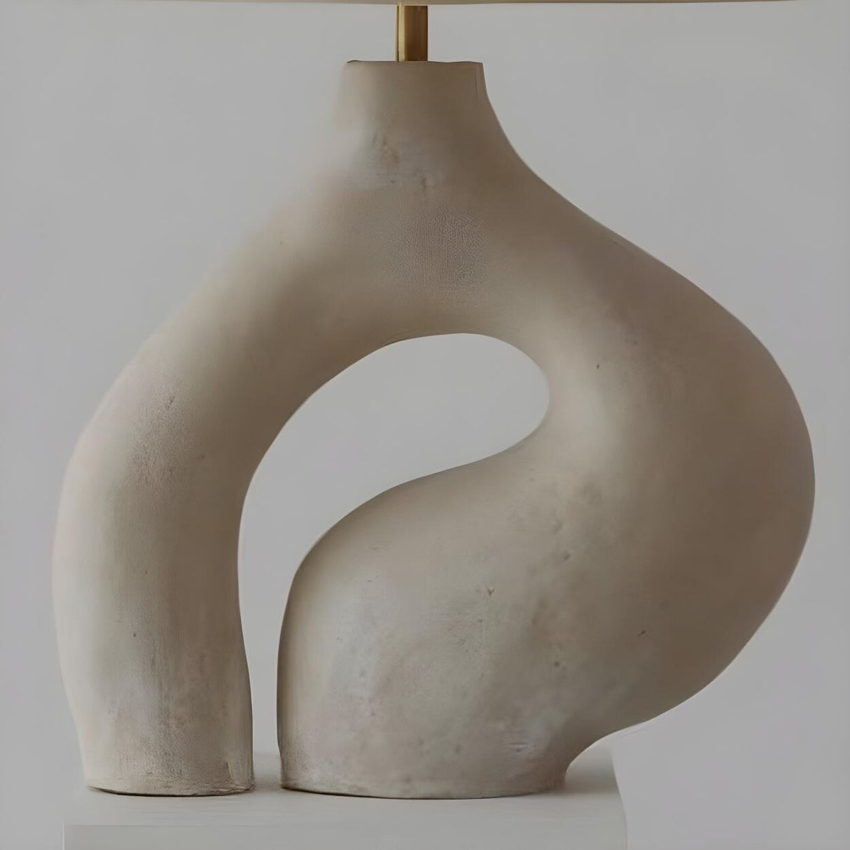 Simple Ivory White Resin Base Fabric Shade Table Lamp Image - 9