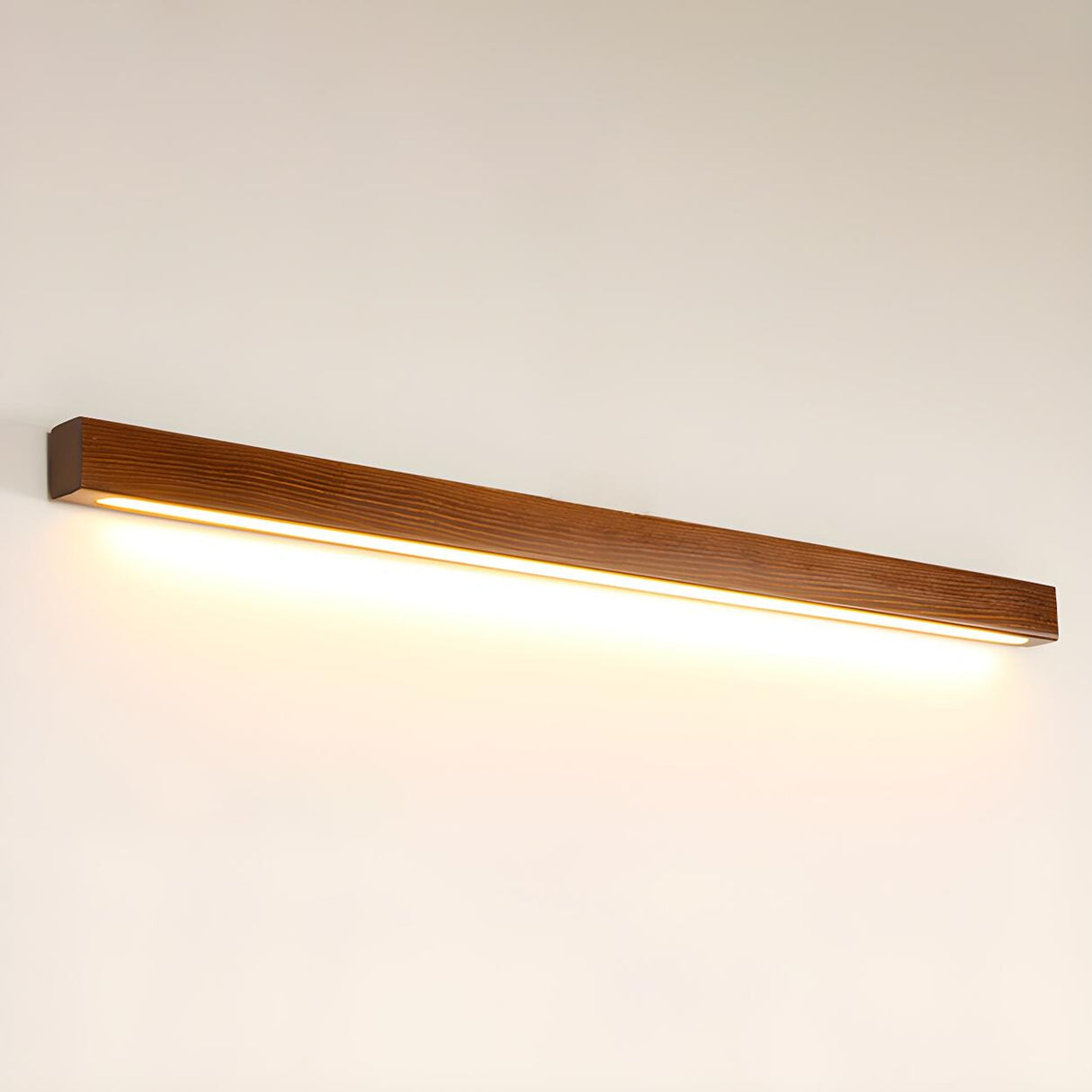 Simple Linear Wooden LED Wall Mount Light Fixture Image - 13