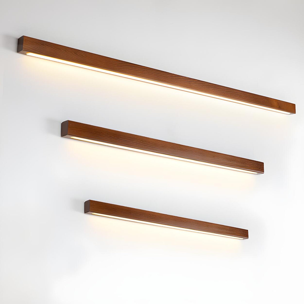 Simple Linear Wooden LED Wall Mount Light Fixture Image - 15