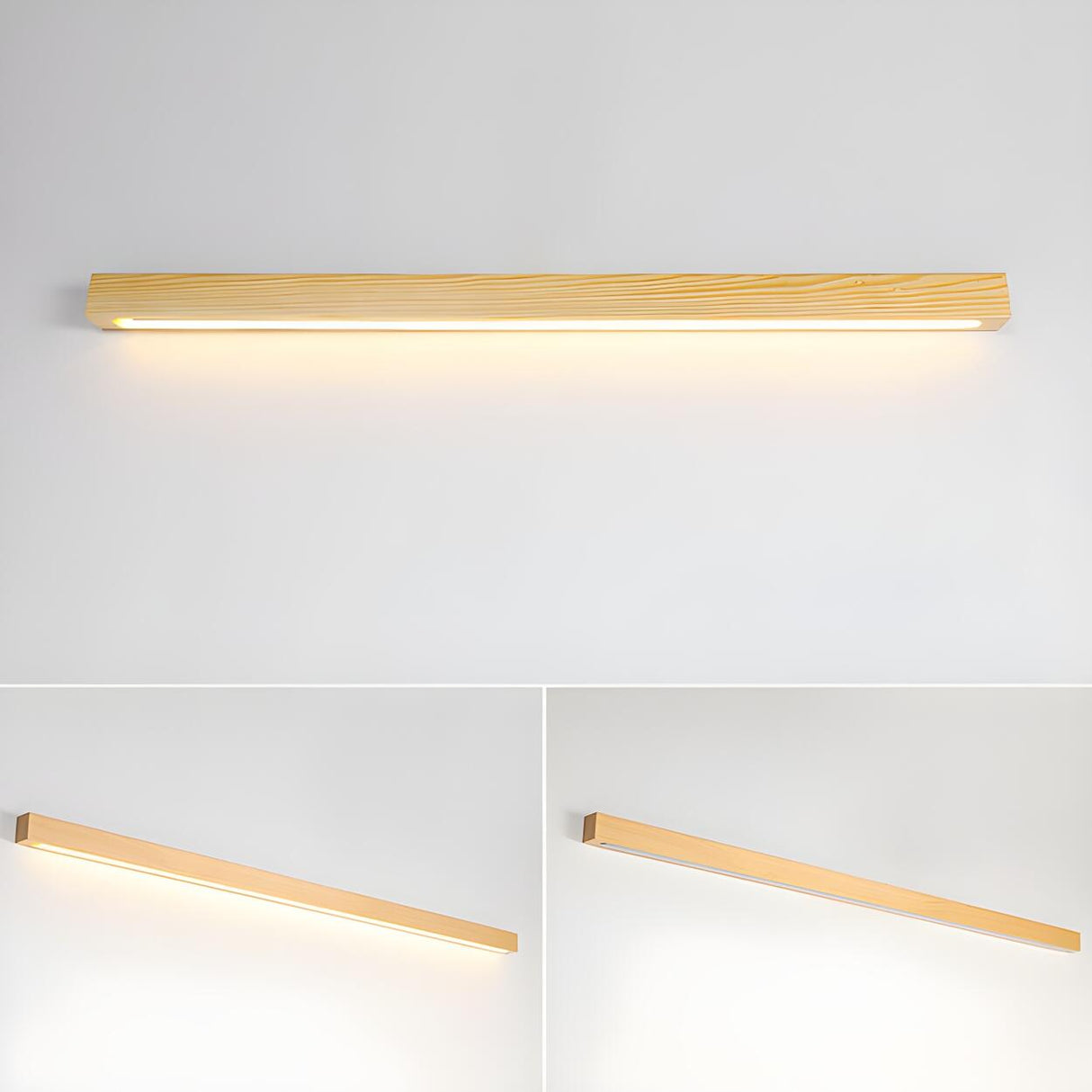 Simple Linear Wooden LED Wall Mount Light Fixture Image - 8