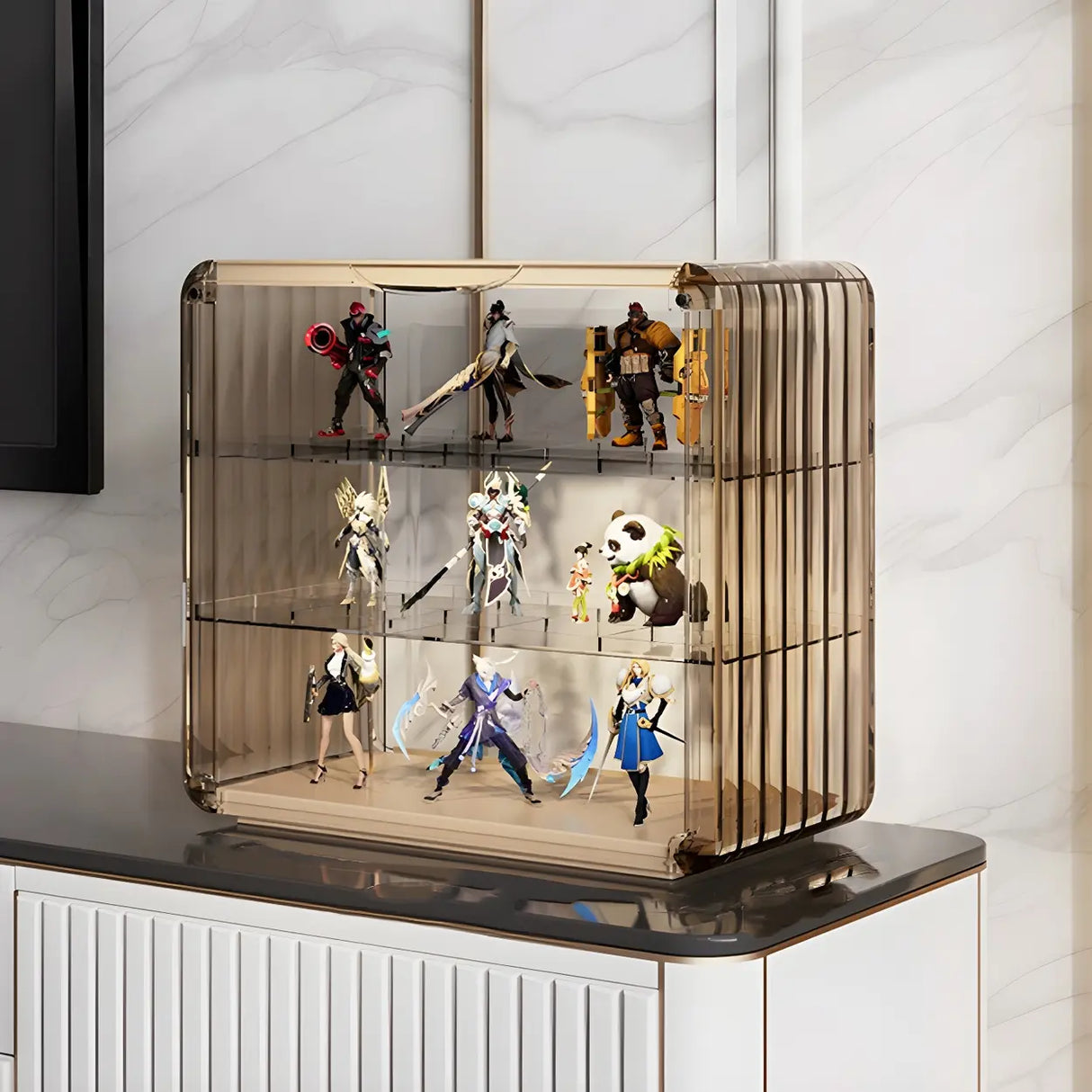 Simple Living Room Stackable Clear Display Cabinet Image - 21