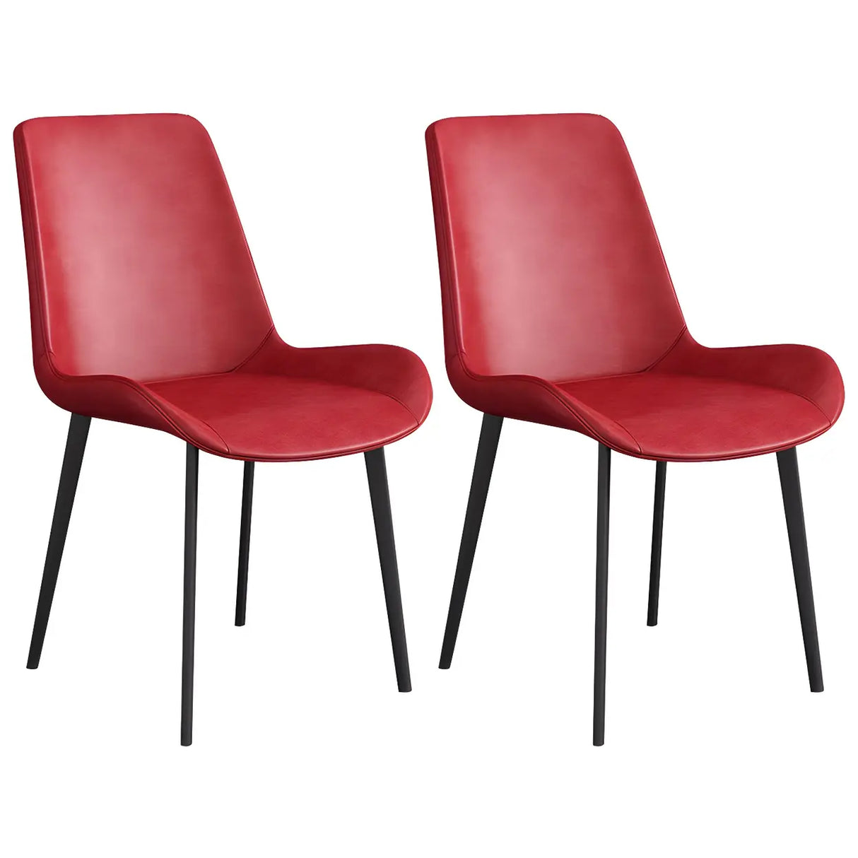 Simple Low Back Leather Side Chair with Metal Legs Image - 11