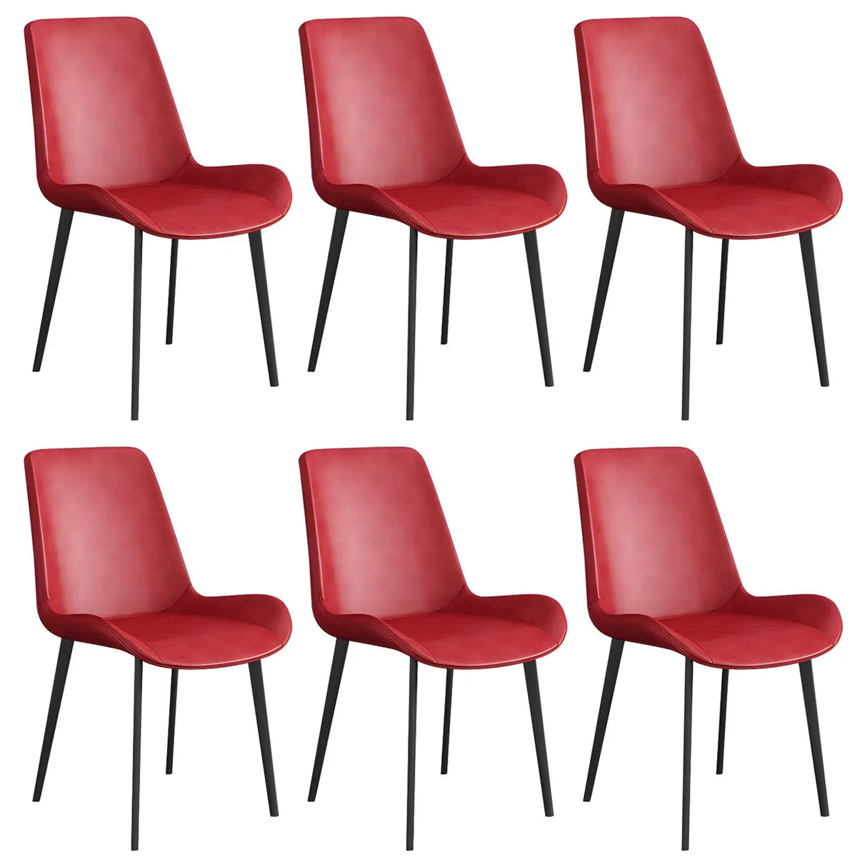 Simple Low Back Leather Side Chair with Metal Legs Image - 14