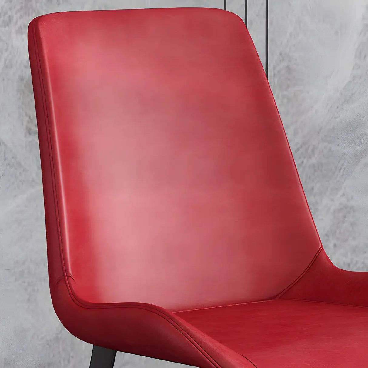 Simple Low Back Leather Side Chair with Metal Legs Image - 14