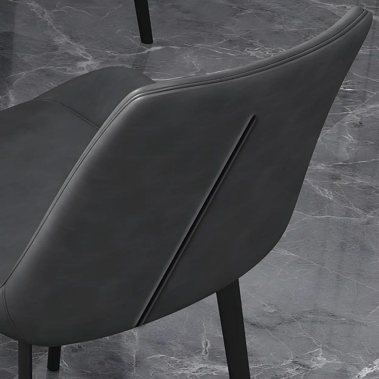 Simple Low Back Leather Side Chair with Metal Legs Image - 15