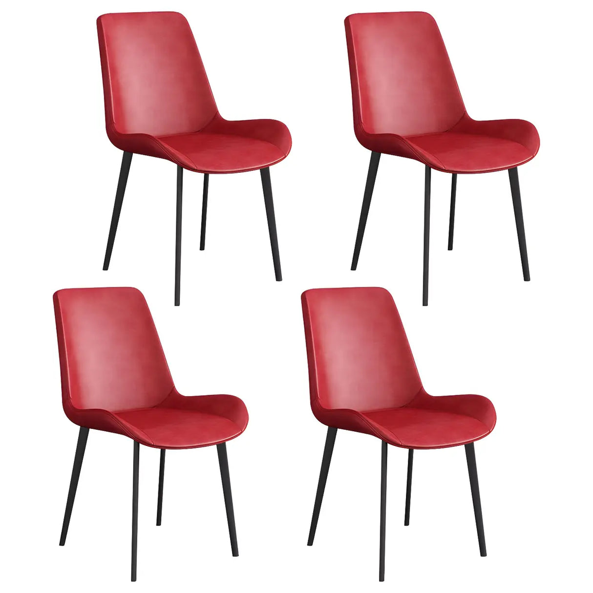 Simple Low Back Leather Side Chair with Metal Legs Image - 16