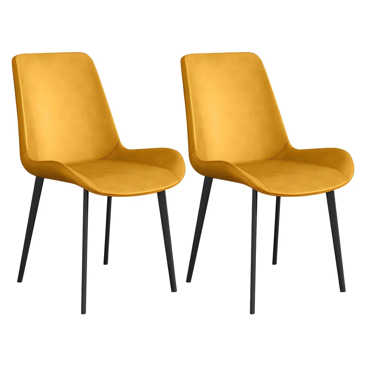 Simple Low Back Leather Side Chair with Metal Legs Image - 19