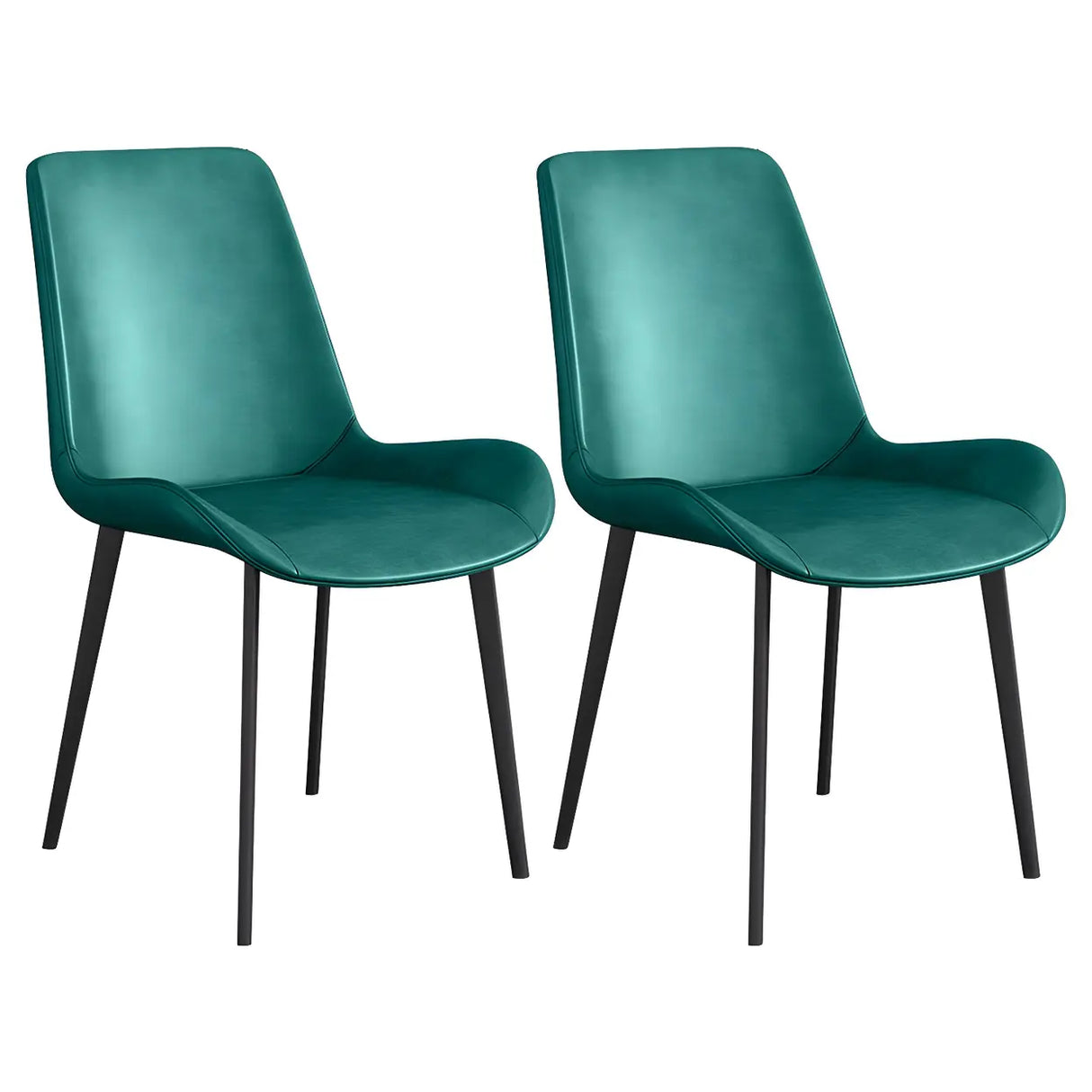 Simple Low Back Leather Side Chair with Metal Legs Image - 24