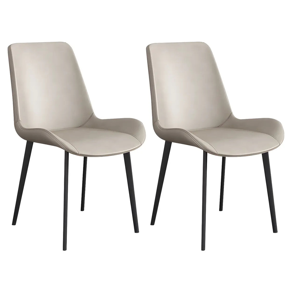 Simple Low Back Leather Side Chair with Metal Legs Image - 26