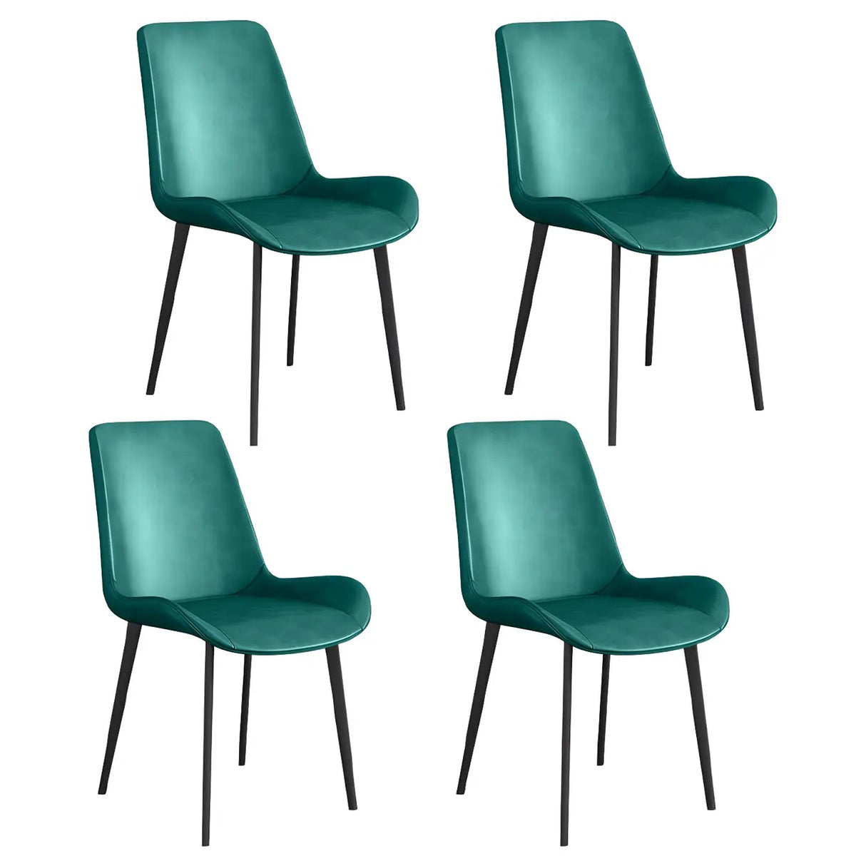 Simple Low Back Leather Side Chair with Metal Legs Image - 30