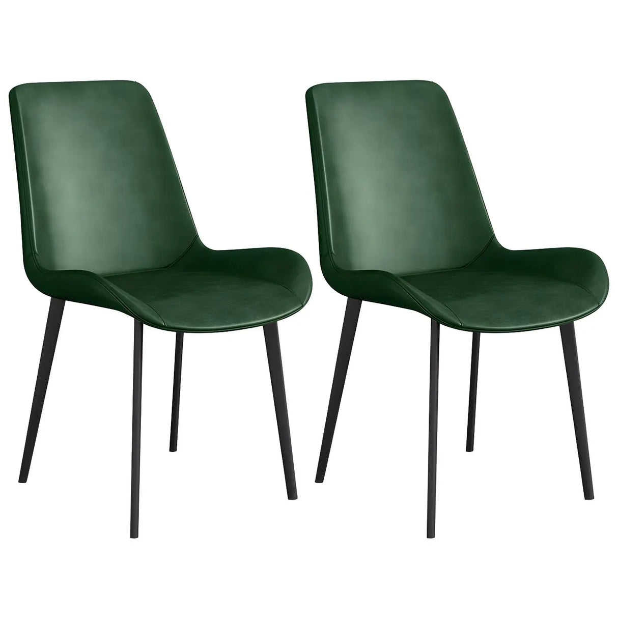 Simple Low Back Leather Side Chair with Metal Legs Image - 30