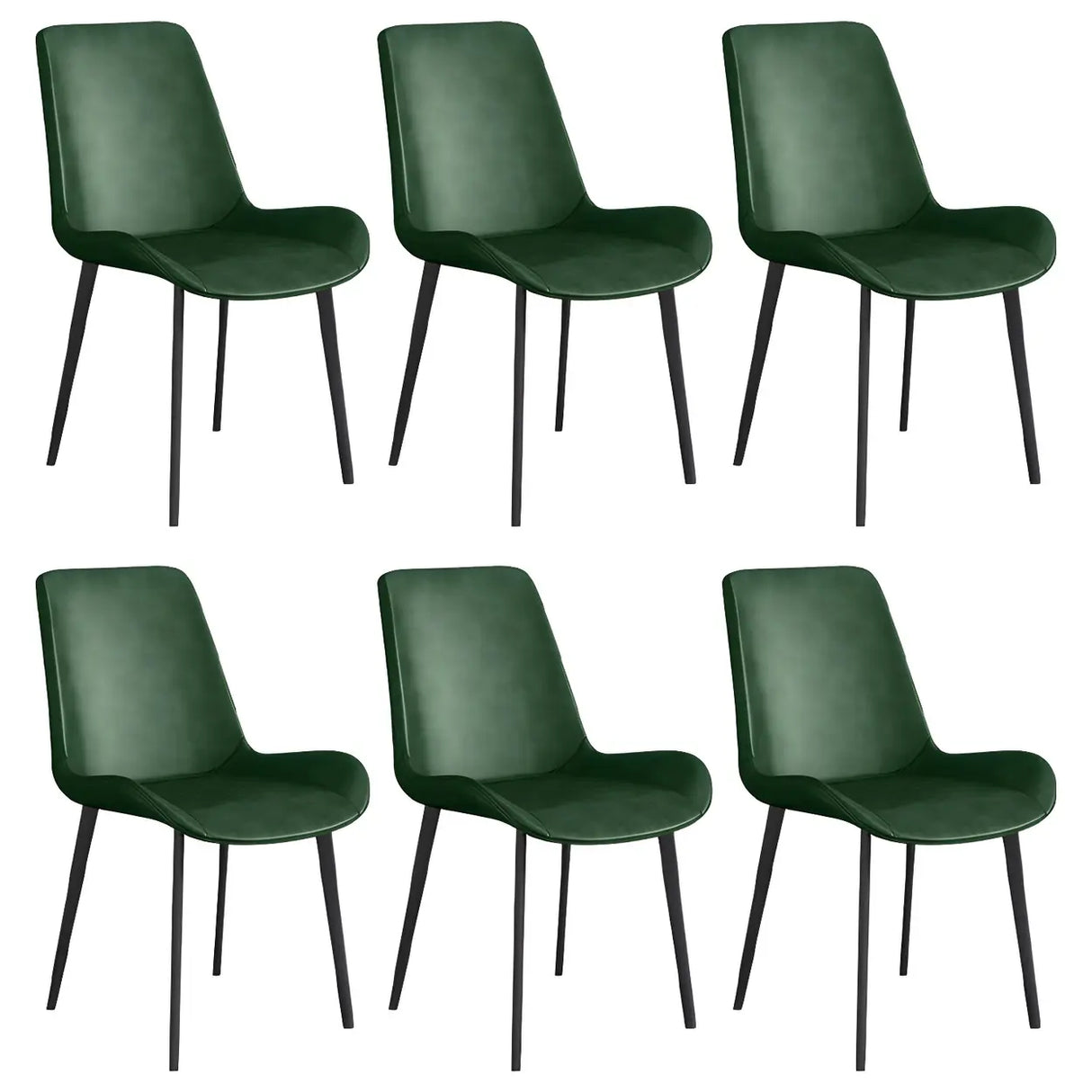 Simple Low Back Leather Side Chair with Metal Legs Image - 31