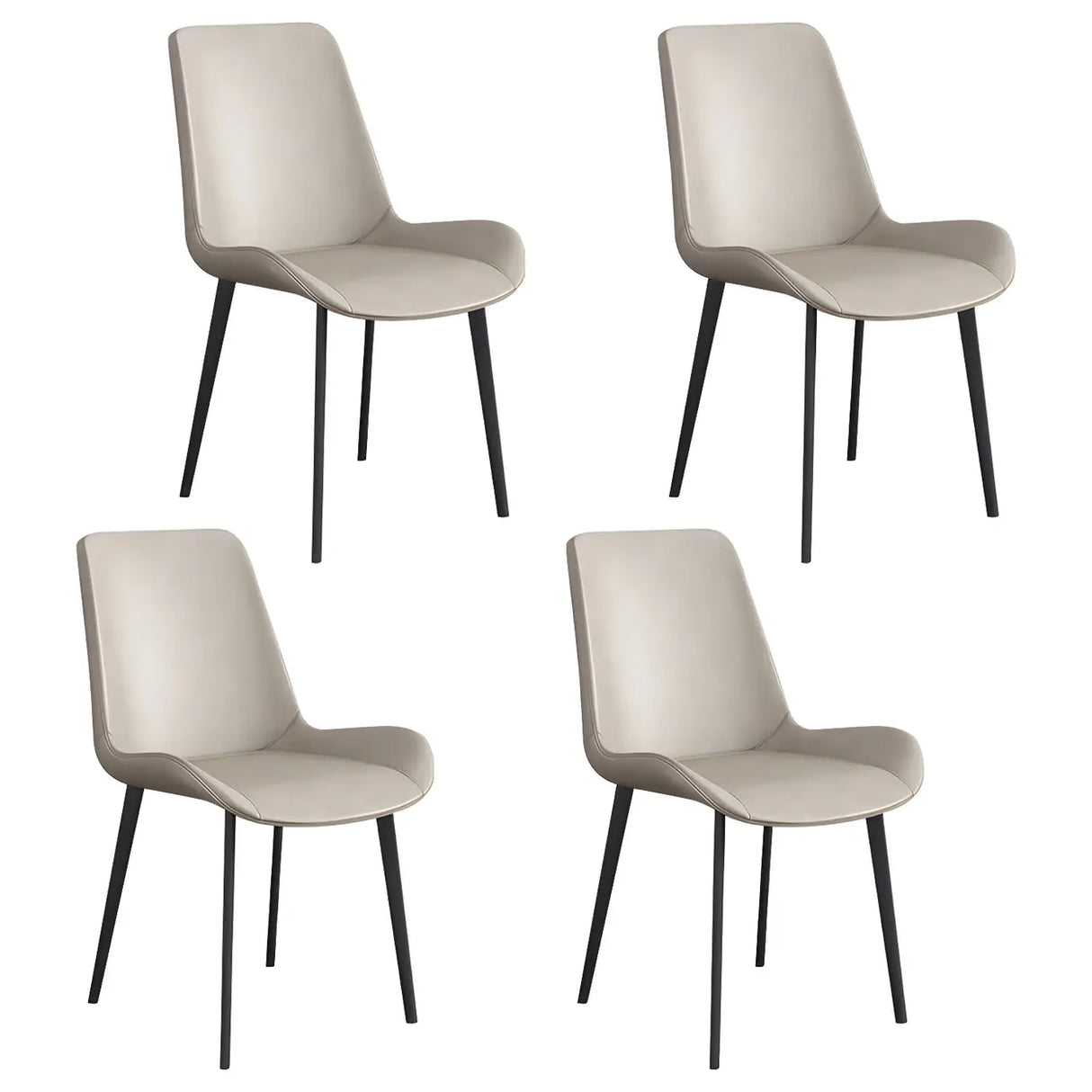 Simple Low Back Leather Side Chair with Metal Legs Image - 33