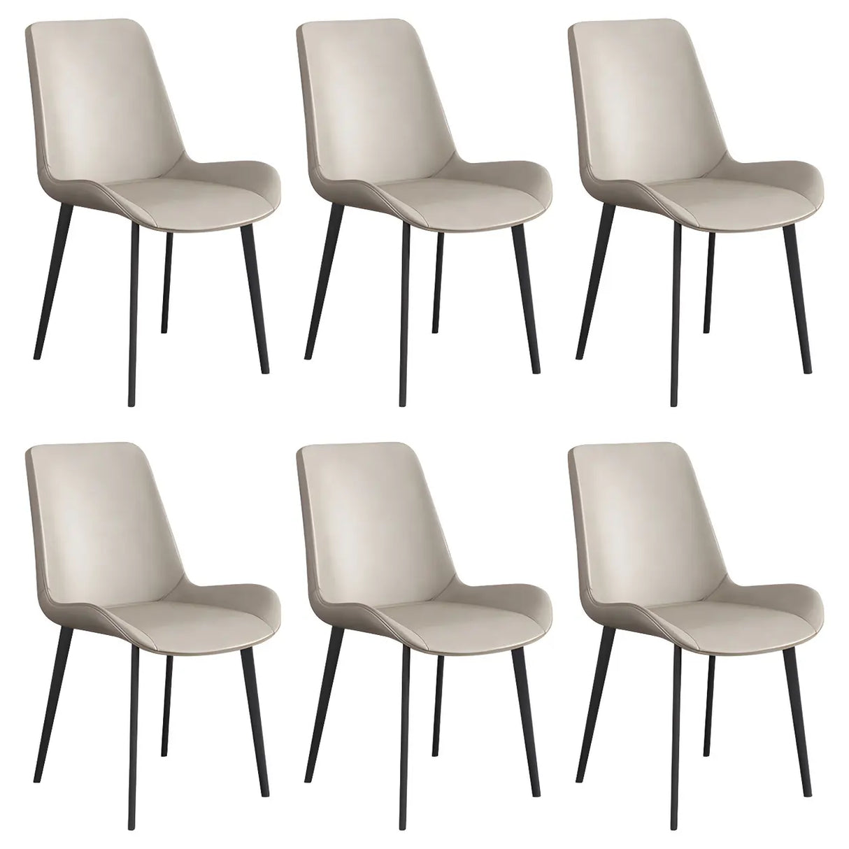 Simple Low Back Leather Side Chair with Metal Legs Image - 34