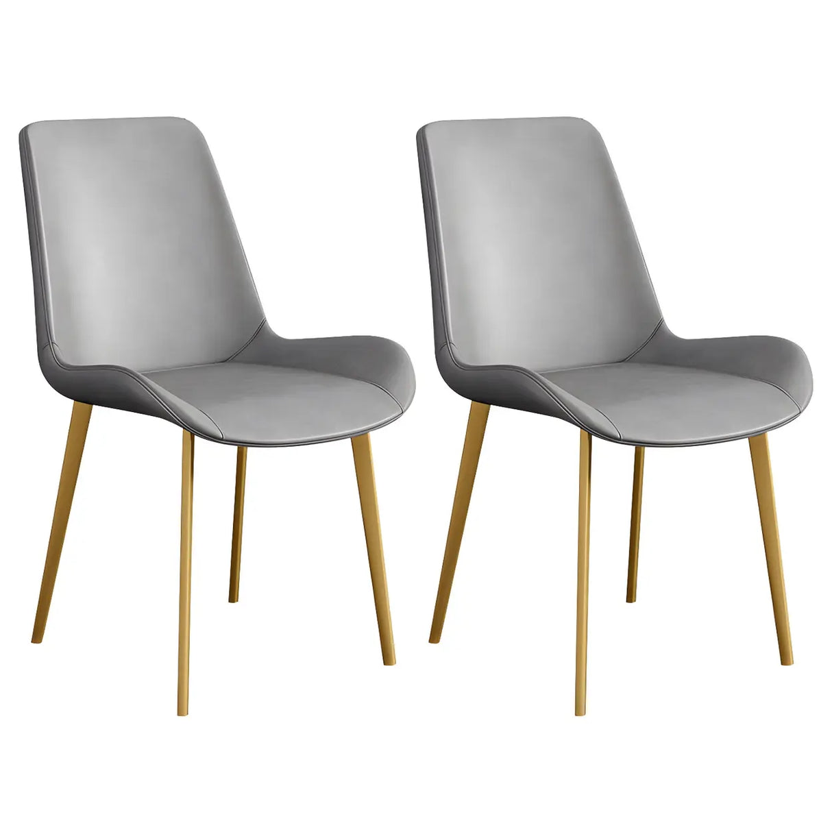 Simple Low Back Leather Side Chair with Metal Legs Image - 34