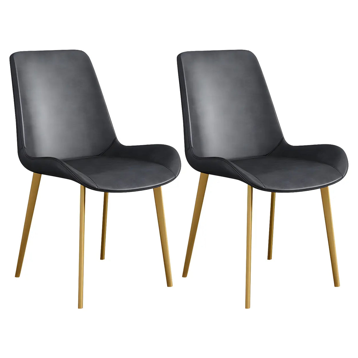 Simple Low Back Leather Side Chair with Metal Legs Image - 36