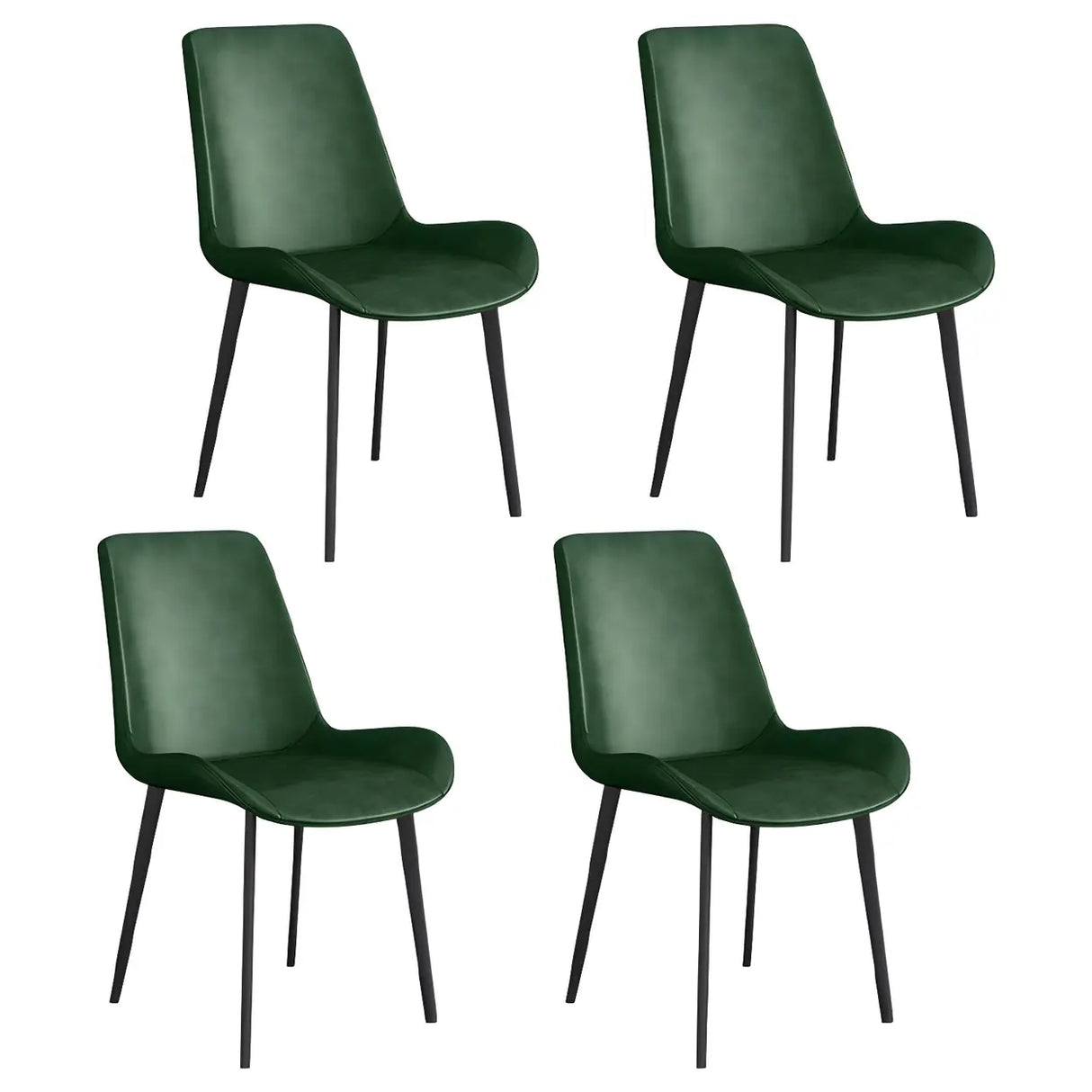 Simple Low Back Leather Side Chair with Metal Legs Image - 39
