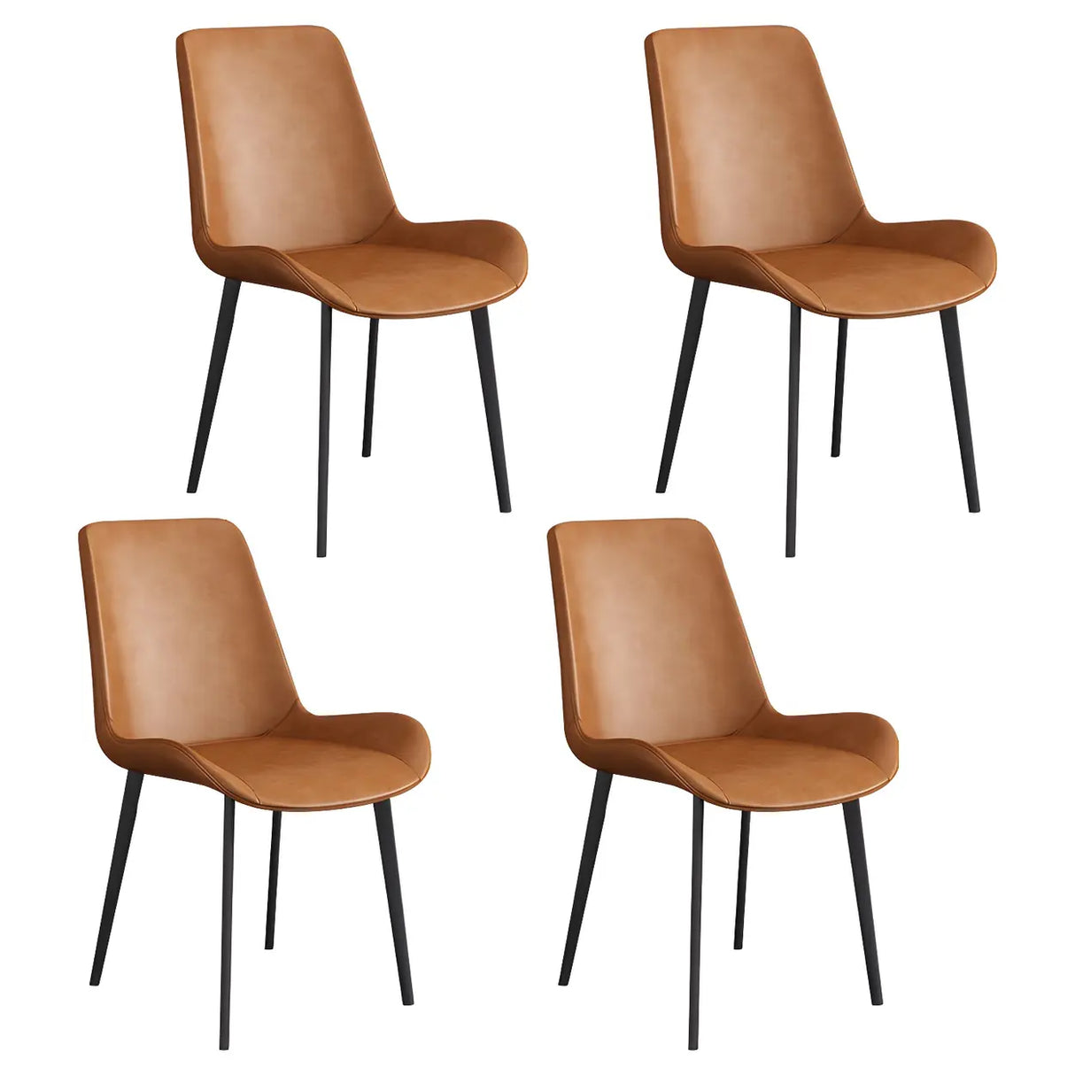 Simple Low Back Leather Side Chair with Metal Legs Image - 42