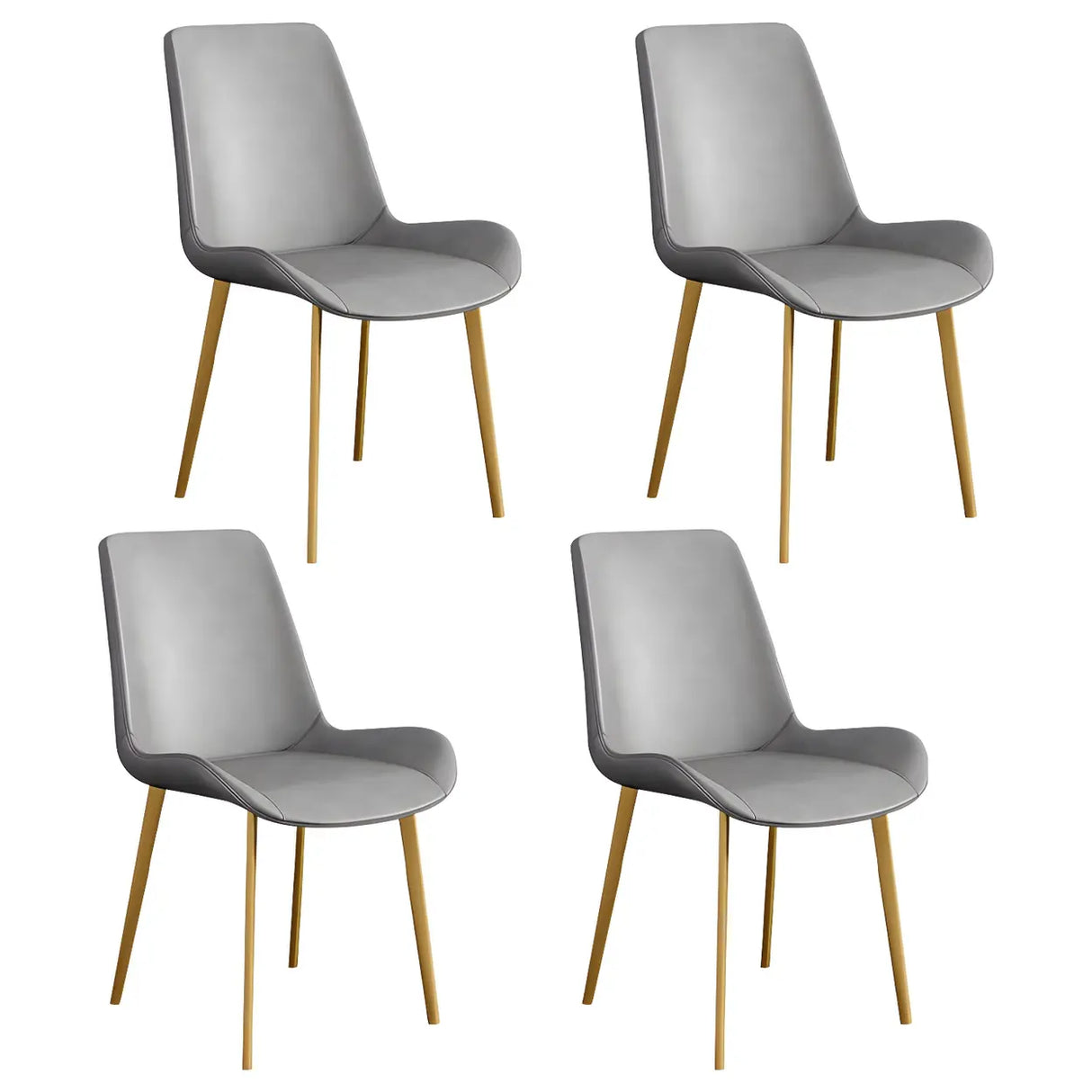 Simple Low Back Leather Side Chair with Metal Legs Image - 45